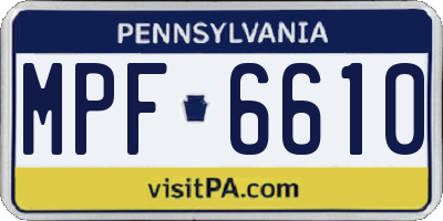 PA license plate MPF6610