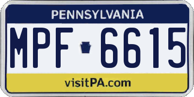 PA license plate MPF6615