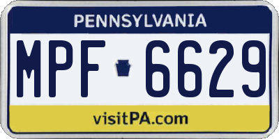 PA license plate MPF6629