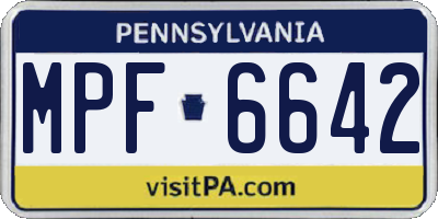PA license plate MPF6642