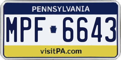 PA license plate MPF6643
