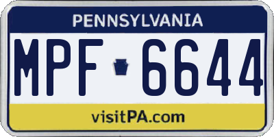 PA license plate MPF6644