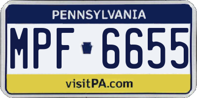 PA license plate MPF6655
