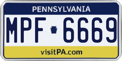 PA license plate MPF6669