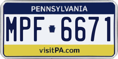 PA license plate MPF6671