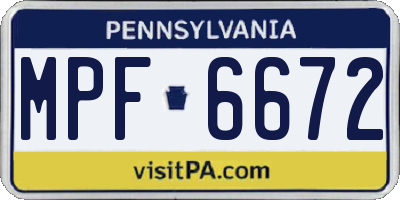 PA license plate MPF6672