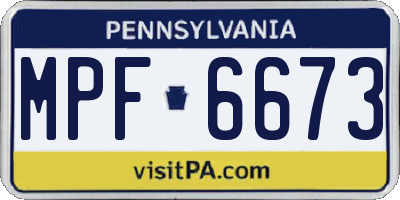 PA license plate MPF6673