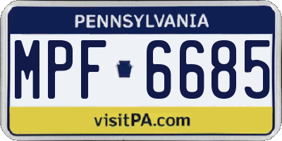 PA license plate MPF6685