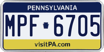PA license plate MPF6705