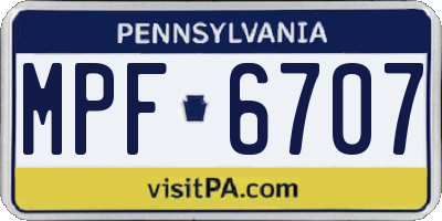 PA license plate MPF6707