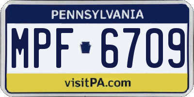 PA license plate MPF6709