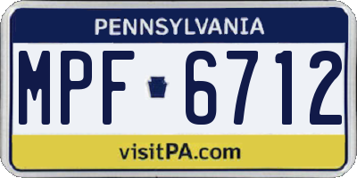 PA license plate MPF6712