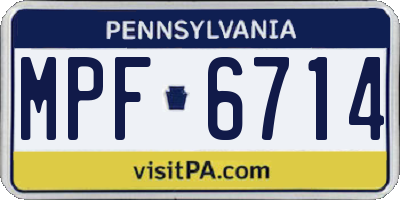 PA license plate MPF6714
