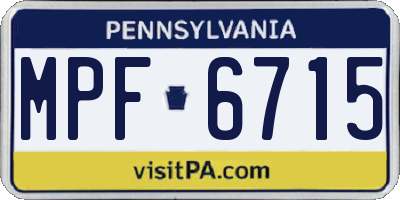 PA license plate MPF6715