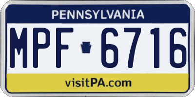PA license plate MPF6716