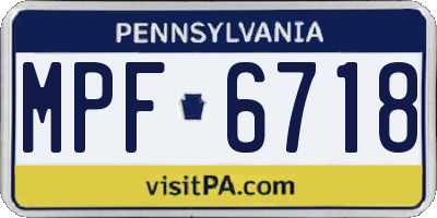 PA license plate MPF6718