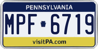 PA license plate MPF6719