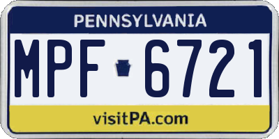 PA license plate MPF6721