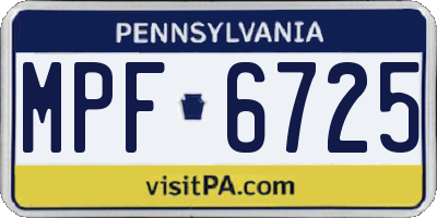 PA license plate MPF6725