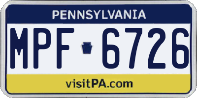PA license plate MPF6726