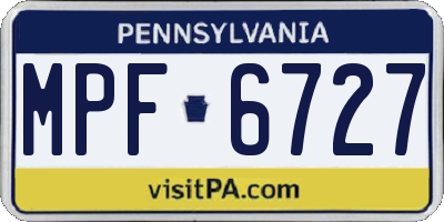 PA license plate MPF6727