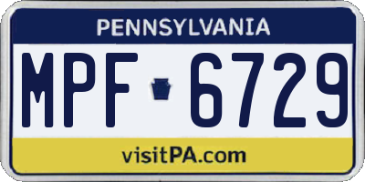 PA license plate MPF6729