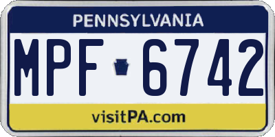 PA license plate MPF6742