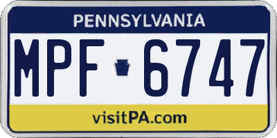 PA license plate MPF6747