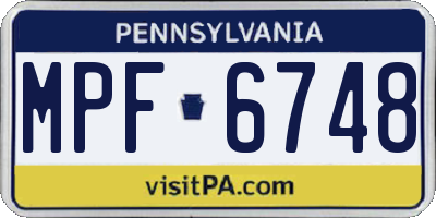 PA license plate MPF6748
