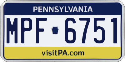PA license plate MPF6751