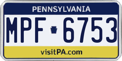 PA license plate MPF6753