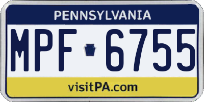 PA license plate MPF6755