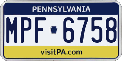 PA license plate MPF6758