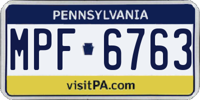PA license plate MPF6763