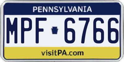 PA license plate MPF6766