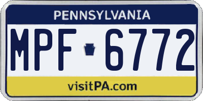 PA license plate MPF6772