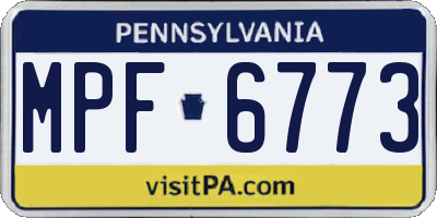 PA license plate MPF6773