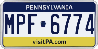 PA license plate MPF6774