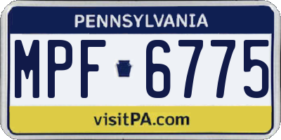 PA license plate MPF6775