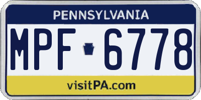 PA license plate MPF6778
