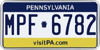 PA license plate MPF6782