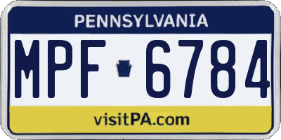 PA license plate MPF6784