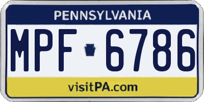 PA license plate MPF6786