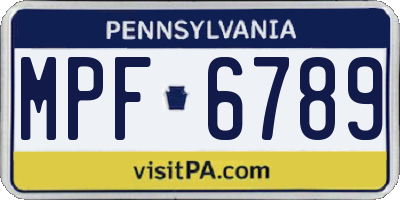 PA license plate MPF6789