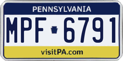PA license plate MPF6791