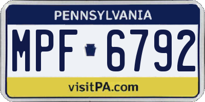 PA license plate MPF6792