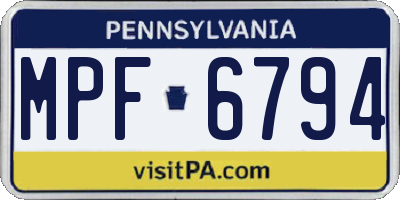 PA license plate MPF6794