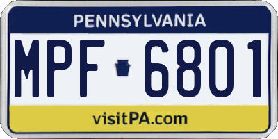 PA license plate MPF6801