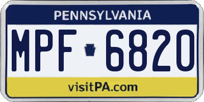 PA license plate MPF6820