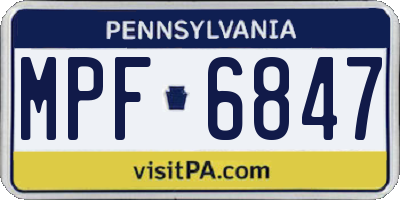 PA license plate MPF6847